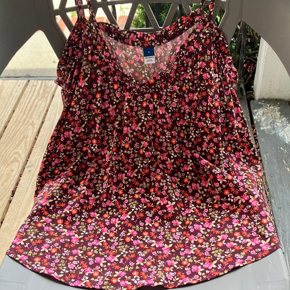 NEW W TAGS Ruffled Brown and Pink Blouse with Tunic Style